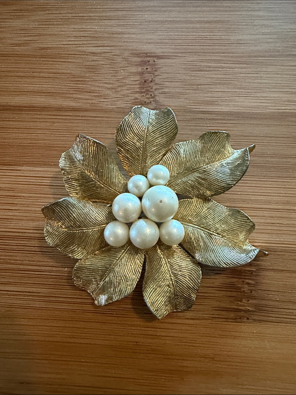 Large Vintage Faux Pearl Brooch